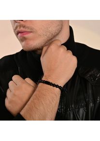Adelia&acute;s Armband ADELIA&acute;S "Herren Armband &iquest; Kugelarmband aus Edelstahl mit Onyx 21 cm" Gr. 21, schwarz, Armb&auml;nder, Herren, Edelstahl, Armband