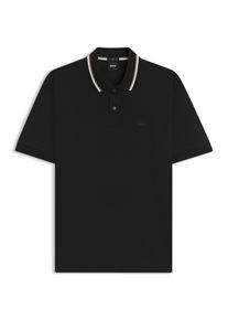 Poloshirt BOSS "Penrose 38", Herren, Gr. XL, schwarz 001, Jeans, Obermaterial: 100% Baumwolle, slim fit normal, B&uuml;ndchen, Shirts Poloshirt, aus Baumwolle mit gestreiftem Kragen, slim fit
