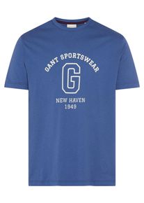 T-Shirt Gant "GRAPHIC", Damen, Gr. XL, vintage blau, Jersey, Obermaterial: 100% Baumwolle, normal normal, Rundhals, Shirts T-Shirt