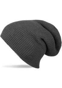 Strickm&uuml;tze styleBREAKER "Feinstrick Beanie doppelt gestrickt", Damen, dunkelgrau, Obermaterial: 100% Polyacryl PAN., Modisch, M&uuml;tzen Strickm&uuml;tze
