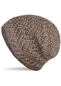 Strickm&uuml;tze styleBREAKER "Strick Beanie M&uuml;tze mit Pailletten", Damen, braun, 85% Polyacryl PAN. 15% Polyamid PA., Modisch, M&uuml;tzen Strickm&uuml;tze