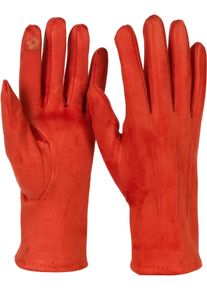 Fleecehandschuhe styleBREAKER "Einfarbige Touchscreen Handschuhe Ziern&auml;hte", Damen, orange, Obermaterial: 5% Elasthan EL. 95% Polyester PES., Modisch, Handschuhe Fleecehandschuhe