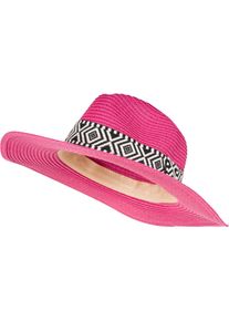 Sonnenhut styleBREAKER "Panama Strohhut Hutband Azteken Muster", Herren, pink (magenta), Obermaterial: 100% Papierstroh PAS., Modisch, H&uuml;te Sonnenhut