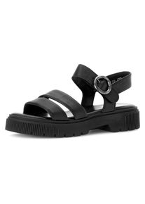 Sandalette Gabor, Damen, Gr. 36, schwarz, Nappaleder, unifarben, Schuhe Sandalette, Riemchensandale, Sommerschuh mit Plateau