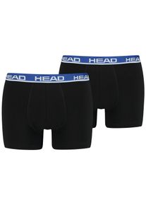 Boxershorts Head "Head BASIC BOXER 2P", Herren, Gr. XL, blau (blau, schwarz), Obermaterial: 95% Baumwolle, 5% Elasthan, unifarben mit Farbeinsatz, k&ouml;rpernah, Unterhosen Boxershorts, mit elastischem Logobund