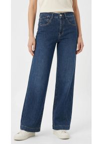 Stretch-Jeans MAC "RICH PALAZZO", Damen, Gr. 46, L&auml;nge 32, night blau netwash, Denim/Jeans, Obermaterial: 89% Baumwolle, 8% Polyester, 3% Elasthan, weit lang, Jeans Stretch-Jeans, Naht-Details an den Ges&auml;&szlig;taschen