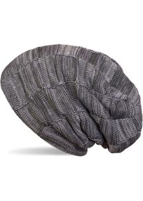 Strickm&uuml;tze styleBREAKER "Feinstrick Beanie mit Karo Strick", Damen, grau, 100% Viskose CV., Modisch, M&uuml;tzen Strickm&uuml;tze