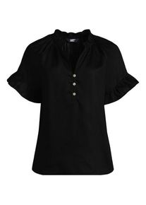 LANDS' END Bluse aus TENCEL mit R&uuml;schenkragen, Damen,  Schwarz, Kunstseide/Lyocell (Viskose), by Lands' End
