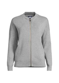 LANDS' END Feinstrick-Bomberjacke, Damen,  Grau, Polyester/Viskose, by Lands' End
