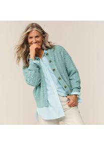 LANDS' END Zopfmuster-Cardigan DRIFTER, Damen,  Gr&uuml;n, Baumwolle, by Lands' End