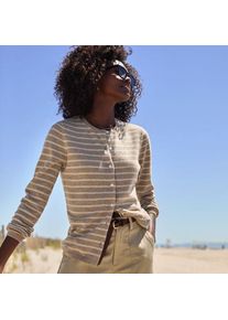 LANDS' END Kaschmir-Cardigan mit rundem Ausschnitt, Damen,  Beige, Kaschmir, by Lands' End