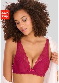 Push-up-BH Petite Fleur, Damen, Gr. 90, Cup B, lila (beere, wei&szlig;), Spitze, Obermaterial: 60% Polyamid, 35% Polyester, 5% Elasthan, BHs Push-up-BH, mit B&uuml;gel, im attraktiven Doppelpack, sexy Dessous