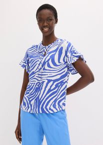 bonprix Lockere Tunika aus Viskose, wei&szlig;, Gr.38, H&uuml;bsche weite Tunikabluse gemustert mit Bindeb&auml;ndern am Ausschnitt.