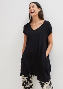 bonprix Longshirt, schwarz, Gr.44/46 (L), Sch&ouml;nes Long-Top in A-Shape Passform, aus Viskose