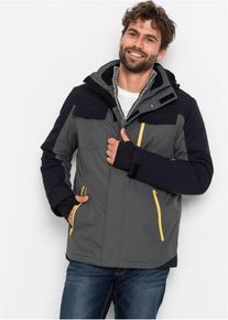 bonprix Wasserdichte Funktions-Jacke, grau, Gr.60, Wetterfeste Herren Winterjacke mit Funktion, mit Kapuze und reflektierendem Druck
