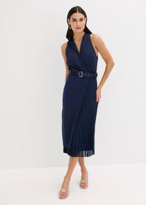 bonprix Midikleid in Wickel-Optik mit Plissee-Einsatz, blau, Gr.44, Modern und feminin: Midikleid in Wickel-Optik mit Plissee-Einsatz