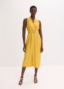 bonprix Midikleid aus flie&szlig;endem Viskose-Mix, gelb, Gr.44, elegantes Kleid mit markanter Schnalle