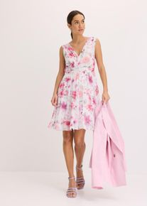 bonprix Minikleid aus Mesh, wei&szlig;, Gr.36/38 (S), Modisches Kleid in Wickeloptik