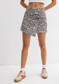 bonprix Hosenrock aus fester Interlock-Qualit&auml;t, wei&szlig;, Gr.44/46 (L), L&auml;ssiger Minirock mit Leopardenmuster