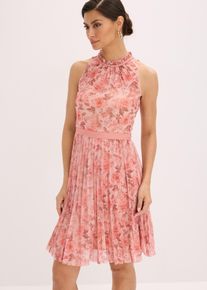 bonprix Minikleid aus feinem T&uuml;ll mit Plissee, rosa, Gr.46, Romantisch und feminin: Minikleid aus feinem T&uuml;ll mit Plissee-Rock