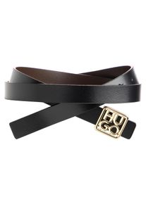 Lederg&uuml;rtel Hugo "Petrissa-G Sr20", Damen, Gr. 95, schwarz 002, Leder, unifarben, G&uuml;rtel Lederg&uuml;rtel, mit zweireihiger Logo-Schlie&szlig;e