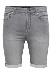 Only & Sons Shorts ONLY & SONS "ONSPLY BOX PIM JOG DNM SHORTS OTL", Damen, Gr. L, N-Gr, dunkelgrau denim, Web, Obermaterial: 64% Baumwolle, 31% Polyester, 3% Viskose, 2% Elasthan, unifarben, regular fit knielang, Hosen Shorts