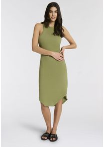 Jerseykleid Replay, Damen, Gr. XS, N-Gr, light military, Jersey, Obermaterial: 49% Modal, 44% Baumwolle, 7% Elasthan, unifarben, slim fit kniebedeckend, Rundhals, Kleider Jerseykleid, in gerippter Struktur, figurbetont