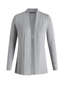 Strickjacke Base Level "Yayla", Herren, Gr. 42, grau melange, Strick, Obermaterial: 94% Viskose, 6% Elasthan, figurumspielend h&uuml;ftlang, tiefer Rundhals, Strickjacken Strickjacke, In elastischem Feinstrick