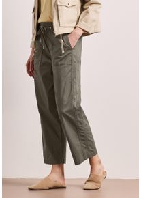 Paperbag-Hose Street One, Damen, Gr. 46, L&auml;nge 28, dusky gr&uuml;n, Web, Obermaterial: 98% Baumwolle, 2% Elasthan, unifarben, loose fit kn&ouml;chelfrei, Hosen Paperbag-Hose, mit elastischem Bund