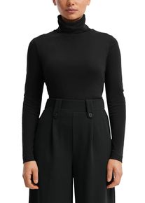 Rollkragenshirt QS, Damen, Gr. XS, schwarz, Web, Obermaterial: 100% Baumwolle, unifarben, slim fit taillenbedeckt, ohne Ausschnitt, Shirts Rollkragenshirt, mit Rollkragen