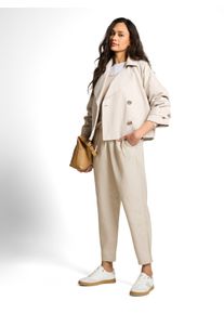 Leinenhose Tom Tailor, Damen, Gr. 46, L&auml;nge 28, sand stone beige, Web, Obermaterial: 55% Lyocell, 45% Viskose. Futter: 100% Viskose, unifarben, loose fit kn&ouml;chellang, Hosen Leinenhose, mit Tunnelzug