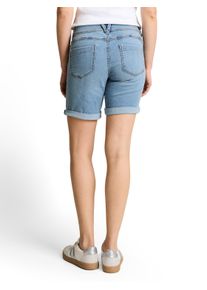 Jeansshorts Tom Tailor "ALEXA Slim", Damen, Gr. 26, N-Gr, used light stone blau denim, Denim/Jeans, Obermaterial: 66% Baumwolle, 33% Polyester, 1% Elasthan. Futter: 65% Baumwolle, 35% Polyester, unifarben, schmal kurz, Jeans Jeansshorts, mit Aufschlag und Stretch