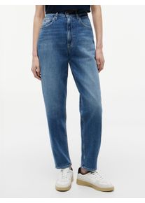 Mom-Jeans Tommy Jeans "MOM JEAN UH TPR", Damen, Gr. 25, L&auml;nge 28, denim medium, Denim/Jeans, Obermaterial: 99% Baumwolle, 1% Elasthan, unifarben, lang, Jeans Mom-Jeans, Tapered Mom Jeans mit ultrahohem Bund
