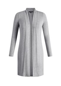 Longstrickjacke Base Level "Yayla long", Damen, Gr. 44, grau melange, Strick, Obermaterial: 94% Viskose, 6% Elasthan, figurumspielend ca. Mitte Oberschenkel, tiefer Rundhals, Strickjacken Longstrickjacke, ohne Verschluss