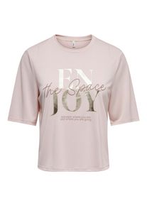 Kurzarmshirt Only "ONLFREE MAYA S/S PRINT TOP BOX JRS", Damen, Gr. XS, pale lila print:enjoy, Jersey, Obermaterial: 70% Modal, 30% Polyester, bedruckt, regular fit normal, Rundhals, Shirts Kurzarmshirt, Materialmix, regular fit, Rundhals