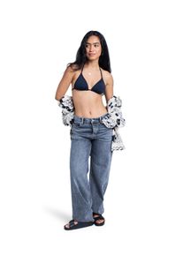 Straight-Jeans Roxy "Milla Wide Leg Regular Mid", Damen, Gr. 29L, mid grau, Obermaterial: 100% Walkfrottier;, Jeans Straight-Jeans