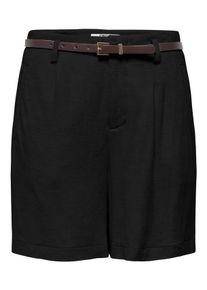 Chinoshorts Only "ONLSIESTA HW BELT LIN BL SHORTS PNT NOOS", Damen, Gr. XS, N-Gr, schwarz, Web, Obermaterial: 80% Viskose, 20% Leinen, unifarben, regular fit kniefrei, Hosen Chinoshorts, mit Leinen