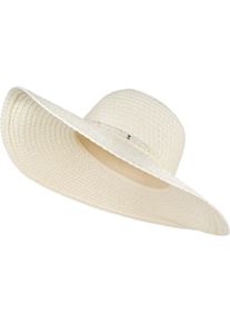 Sonnenhut styleBREAKER "Papierstroh Sonnenhut Perlen Hutband", Herren, wei&szlig; (creme), Obermaterial: 100% Papierstroh PAS., Modisch, H&uuml;te Sonnenhut