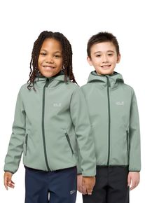 Softshelljacke Jack Wolfskin "FOURWINDS JACKET KIDS", Jungen, Gr. 128, gr&uuml;n zinnia, Softshell, Obermaterial: 100% Polyester. Innenseite: 100% Polyester, hoch geschlossener Ausschnitt, eingefasste Kante, Jacken Softshelljacke