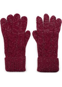 Strickhandschuhe styleBREAKER "Strick Handschuhe mit Zopfmuster und Metallic Faden", Damen, rot (bordeaux, rot), Obermaterial: 70% Polyacryl PAN. 30% Wolle WO., Modisch, Handschuhe Strickhandschuhe