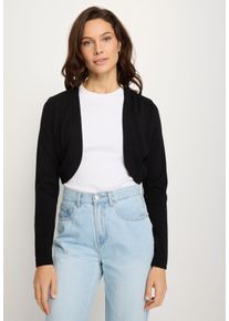 Bolero Lascana, Damen, Gr. 32/34, blau (schwarz), Feinstrick, Obermaterial: 70% Viskose, 30% Polyamid, unifarben, figurbetont bauchfrei, ohne Ausschnitt, Strickjacken Bolero, aus leichter Strickqualit&auml;t, Kurzstrickjacke, casual