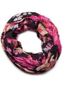 Loop styleBREAKER "Loop mit Blumen Allover Print", Damen, schwarz (schwarz, pink), Obermaterial: 100% Viskose CV., Modisch, Modet&uuml;cher Loop
