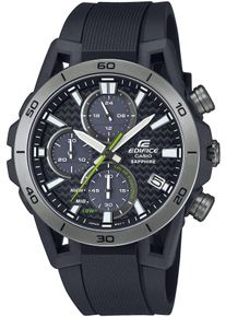 Chronograph CASIO EDIFICE, schwarz (neongr&uuml;n, schwarz), Armbanduhren, Herren, Chronograph, Armbanduhr, Solar, Herrenuhr, analog, Tag, Stoppfunktion, Resinarmband