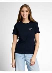 T-Shirt Tom Tailor Denim, Damen, Gr. M, sky captain blau, Jersey, Obermaterial: 100% Baumwolle, bedruckt, regular fit normal, Rundhals, Shirts T-Shirt, mit Print