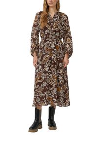 Chiffonkleid s.Oliver, Damen, Gr. 42, N-Gr, coffee braun aop, Web, Obermaterial: 100% Polyester, bedruckt, l&auml;ssig geschnitten kniebedeckend, Rundhals, Kleider Chiffonkleid, mit Effektgarn im Relaxed Fit