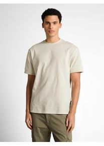 T-Shirt Tom Tailor Denim, Damen, Gr. XL, grauish wei&szlig;, Single Jersey, Obermaterial: 100% Baumwolle, unifarben, l&auml;ssig geschnitten h&uuml;ftbedeckend, Rundhals, Shirts T-Shirt, unifarben