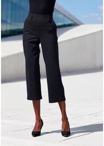 Culotte Lascana, Damen, Gr. 44/46, N-Gr, blau (schwarz uni), Obermaterial: 68% Polyester, 30% Viskose, 2% Elasthan, Basic, 7/8-L&auml;nge, Hosen Culotte, mit Jacquard Strickmuster oder uni schwarz