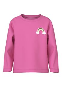 T-Shirt name it "NMFVEEN LS NREG TOP", M&auml;dchen, Gr. 116, strawberry moon print:small rainbow, Jersey, Obermaterial: 100% Baumwolle, bedruckt, unifarben, normal normal, Rundhals, Shirts T-Shirt, Baumwolle, regular fit