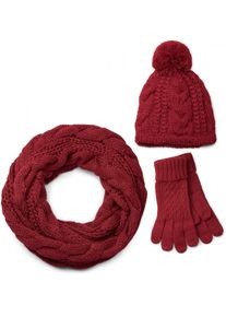 styleBREAKER "Strick Schal, M&uuml;tze & Handschuh Set mit Zopfmuster" 3 Stk.