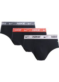 Slip NIKE UNDERWEAR "BRIEF 3PK", Herren, Gr. XXL, 3 Stk., blck, whit, brt crmsn, cl gry, cnftt wb, Jersey, Obermaterial: 95% Baumwolle, 5% Elasthan, unifarben, k&ouml;rpernah, Unterhosen Slip, mit Logo-Elastikbund